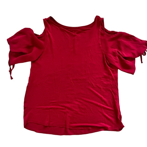 LOFT Tie Cold Shoulder Mix Media Top - Picture 9 of 10